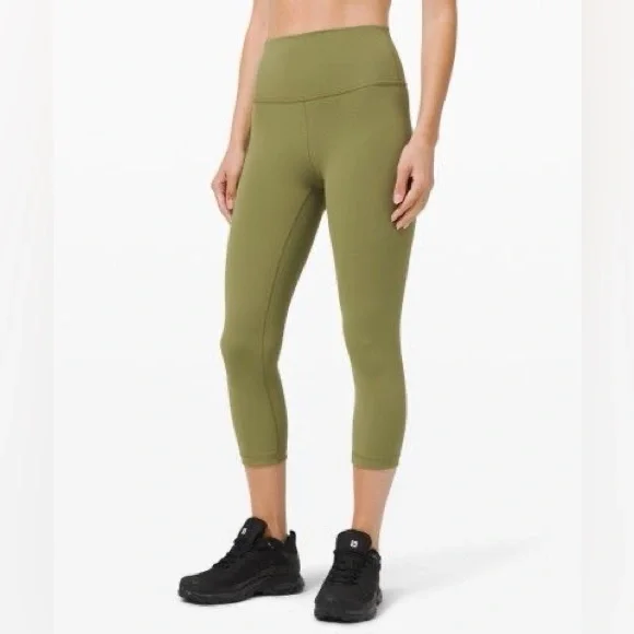Lululemon Wunder Train High-Rise Crop 21” Bronze Green Leggings Size 2 - Picture 2 of 7